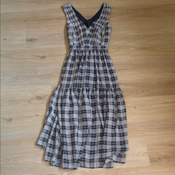 Club Monaco Plaid Dress - Navy, White, Pink - Size 12 - Picture 8 of 15